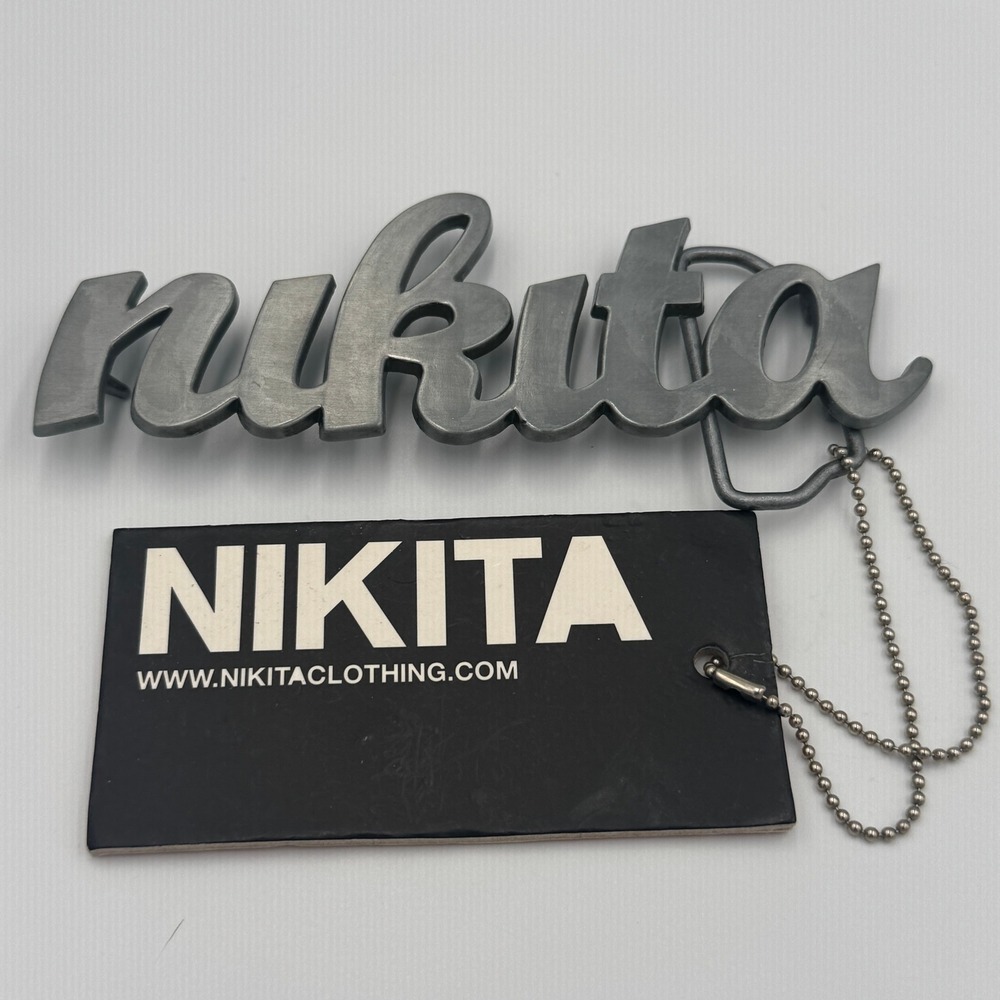 Nikita Rita Belt Buckle‎ Script Logo Silver Tone Streetwear A81139 New